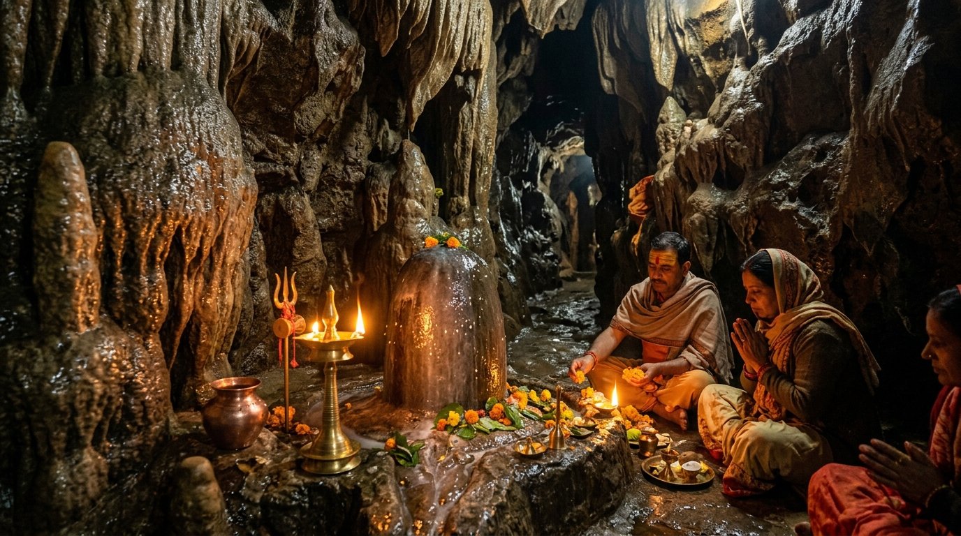 Holy Cave Shrine of Shiv Khori and Natural Stalagmite Shiva Lingam